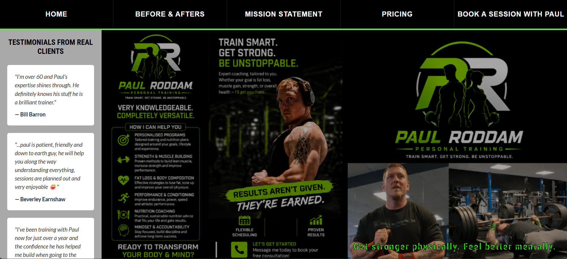 Paul Roddam Personal Training Website